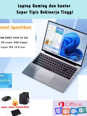 Laptop Baru untuk Gaming dan Kantor touchscreen 15.6 Inci  - Performa Tinggi dan Tipis, Prosesor Intel Generasi ke-13 N95, RAM 32G